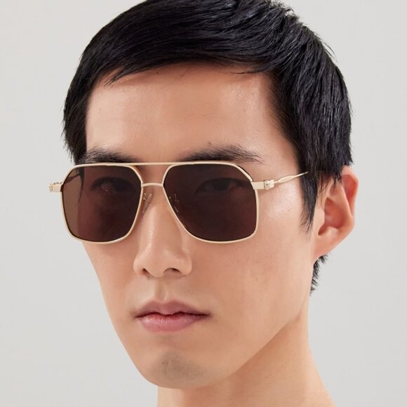 NEW ALEXANDER MCQUEEN GOLD BROWN PILOT UNISEX SUNGLASSES AM0372S 002 main image 8